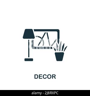 Icona decor. Icona monocromatica Simple Interior Furniture per modelli, web design e infografiche Illustrazione Vettoriale