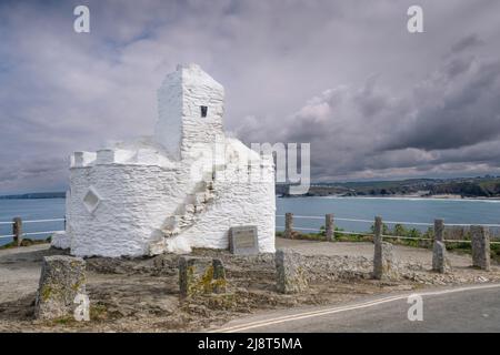 L'esterno dell'iconico Huers Hut a Newquay in Cornovaglia nel Regno Unito. Foto Stock