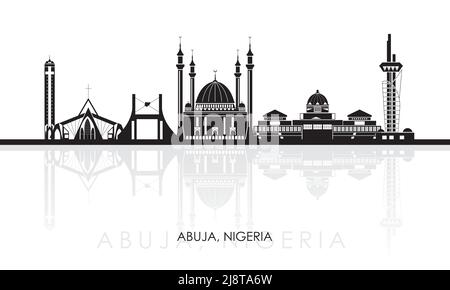 Silhouette Skyline panorama della città di Abuja, Nigeria - illustrazione vettoriale Illustrazione Vettoriale