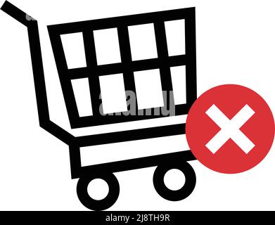 Carrello e icona a croce. Vettore modificabile. Illustrazione Vettoriale