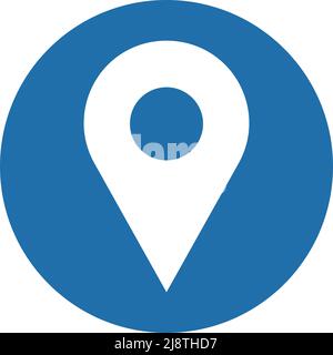 Icona Mappa puntina all'interno di un cerchio blu. Vettore modificabile. Illustrazione Vettoriale