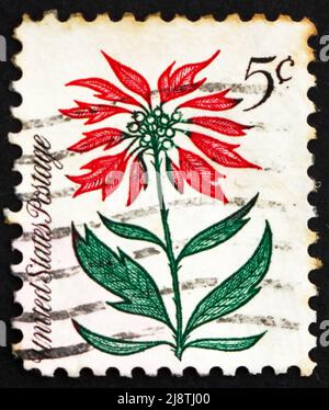 STATI UNITI D'AMERICA - CIRCA 1964: Un francobollo stampato negli Stati Uniti mostra Poinsettia, Christmas Star, Christmas, circa 1964 Foto Stock