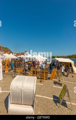 Piccola città Kappeln sul fiordo di Schlei, Schleswig-Holstein, Germania settentrionale, Europa Foto Stock