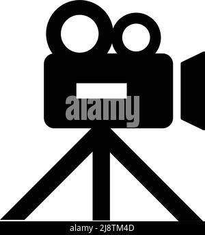 Icona della videocamera. Fotocamera da cinema. Fotocamera da ripresa. Immagine vettoriale del logo per grafica e web design. Vettore modificabile. Illustrazione Vettoriale