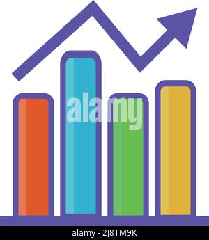 Icone dei grafici a barre per le vendite aziendali, le quotazioni di investimento, ecc. vettore modificabile. Illustrazione Vettoriale