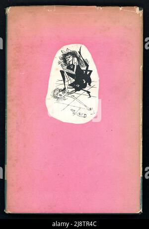 Retro di una copia del rivestimento per la polvere illustrato del libro 'il terrore di St Trinian's' - illustrazione di Ronald Searle, (che era anche il creatore della St. Trinian's School) scritto da Timothy Shy (nome penna per D. B. Wyndham Lewis),1952 Foto Stock