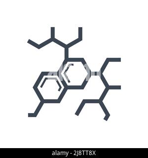 Icona glifo vettoriale correlato alla molecola. Segno della molecola. Isolato su sfondo bianco. Illustrazione vettoriale modificabile Illustrazione Vettoriale