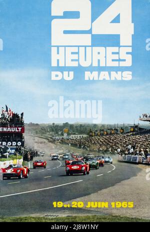 Poster di gara vintage 1960s - 24 ore di le Mans- 1965 Foto Stock
