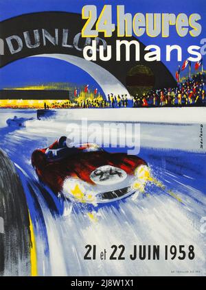 Poster di gara vintage 1950s - 24 ore di le Mans -1958 Foto Stock