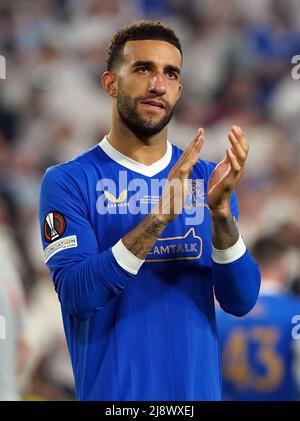 Connor Goldson di Rangers è stato abbattuto dopo la finale della UEFA Europa League all'Estadio Ramon Sanchez-Pizjuan di Siviglia. Data foto: Mercoledì 18 maggio 2022. Foto Stock