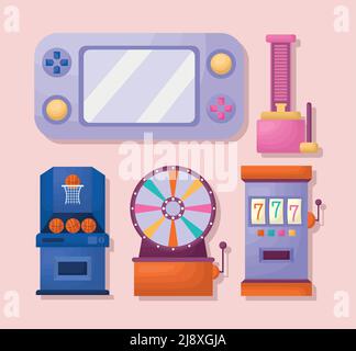 cinque icone dei videogiochi Illustrazione Vettoriale