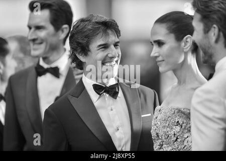 Tom Cruise e Jennifer Connelly in arrivo per la proiezione di Top Gun: Maverick come parte del Festival del Cinema di cannes 75th il 18 maggio 2022 a Cannes, Francia. Foto di Franck Castel/ABACAPRESS.COM Foto Stock