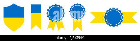 Elementi di design nei colori della bandiera dell'Ucraina. Bandiera Ucraina. Bandiera nazionale ucraina. Illustrazione vettoriale. Illustrazione Vettoriale