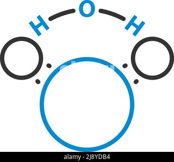 Icona di acqua molecolare chimica. Contorno grassetto modificabile con disegno riempimento colore. Illustrazione vettoriale. Illustrazione Vettoriale