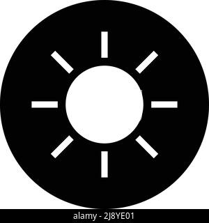 Pulsante di controllo della luminosità. Icona silhouette del sole. Vettore modificabile. Illustrazione Vettoriale