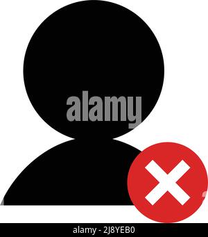 Icona di silhouette utente e icona di simbolo vietato. Vettore modificabile. Illustrazione Vettoriale