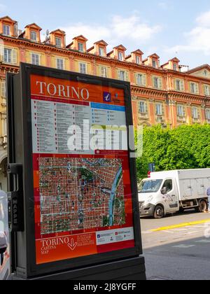 Città di Torino mappa del centro storico, Torino, Piemonte, Italia. Foto Stock