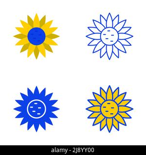 Icona girasole in stile piatto e lineare. Illustrazione vettoriale. Illustrazione Vettoriale