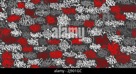 Seamless Abstract Hip Hop Street Art Graffiti Style Urban Calligraphy Vector Illustration background Illustrazione Vettoriale