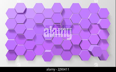 Sfondo astratto atomico geometrico con esagoni viola 3d in mosaico illustrazione del vettore di forma Illustrazione Vettoriale