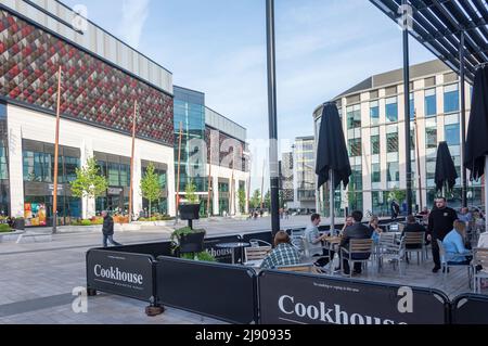 Warrington Market, Time Square, Warrington, Cheshire, Inghilterra, Regno Unito Foto Stock