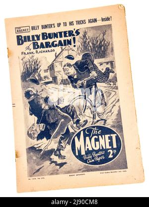 The Magnet, fumetto per ragazzi con Billy Bunter e la storia di Frank Richards per il 2 dicembre 1939 con carta di scarsa qualità scolorita Foto Stock