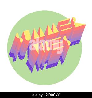 Vibes estivi, 3D lettere colorate, mood estivo Illustrazione Vettoriale