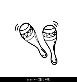maracas vettore disegno a mano isolato su sfondo bianco. doodle strumento musicale Illustrazione Vettoriale