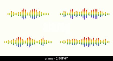 Colori Imposta la forma d'onda del messaggio audio o imposta l'equalizzatore delle forme d'onda del suono. Isolato sfondo design musicale onda sonora. Illustrazione vettoriale eps 10. Illustrazione Vettoriale