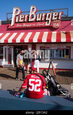 Pier Burger, Santa Monica, Los Angeles, California, Stati Uniti d'America Foto Stock