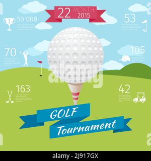 Poster golf. Concorso di design, torneo sportivo, banner di gioco, golf e gioco. Illustrazione vettoriale Illustrazione Vettoriale