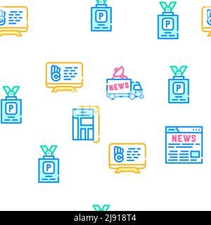 Giornalista Accessori Collezione icone Imposta illustrazioni vettoriali Illustrazione Vettoriale