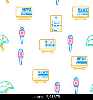 Giornalista Accessori Collezione icone Imposta illustrazioni vettoriali Illustrazione Vettoriale