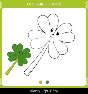 Cute foglia di trifoglio per libro da colorare Foto Stock