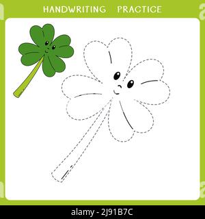 Cute foglia di trifoglio per libro da colorare Foto Stock