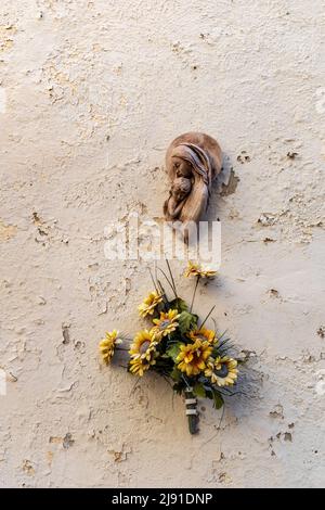 Decorazione religiosa del muro, Senglea (l'Isla), le tre città, Malta Foto Stock