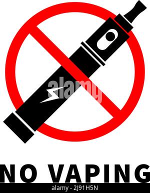 Nessun segno di divieto di vaporizzazione con sigaretta elettronica bianca Illustrazione Vettoriale