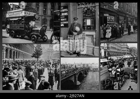 Alcune rare immagini della gente comune nella città di Londra raffigurano scene della vita quotidiana, risalenti ai primi del 900. Foto Stock