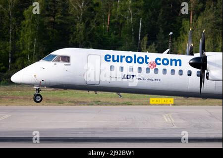 Danzica, Polonia. 19th maggio 2022. Aereo EuroLOT visto all'aeroporto Lech Walesa di Danzica. Credit: SOPA Images Limited/Alamy Live News Foto Stock