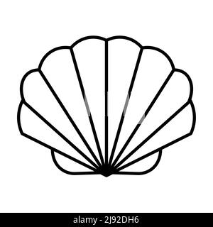 Illustrazione del logo dell'icona vettore shell. Cuoio capelluto crostacei perla logo linea icona mare forma simbolo Illustrazione Vettoriale