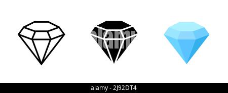 Icona del valore del contorno del vettore a rombo. Diamante gemma clipart gioiello matrimonio simbolo gemma linea immagine piatta Illustrazione Vettoriale