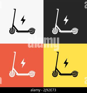 Logo dell'icona vettoriale dello scooter elettrico. Modello scooter elettrico per biciclette a carica Illustrazione Vettoriale