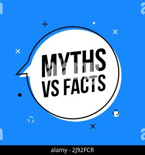 Miti e fatti logo vettore sfondo megafono. Verificare il concetto falso di verità di fatto Illustrazione Vettoriale