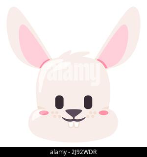 Bunny coniglio maschera illustrazione sorriso testa animale selvaggio sorriso e forma disegno cartoon piano bambini disegno Illustrazione Vettoriale