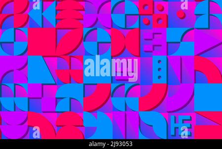 Disegno geometrico con stile retrò forme vibranti Illustrazione Vettoriale