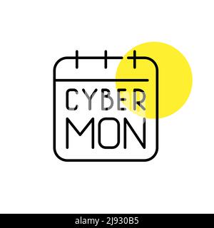 Cyber Monday su un calendario. Pixel Perfect, icona grafica con linea di traccia modificabile Illustrazione Vettoriale