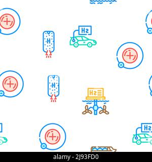 Schema continuo del vettore di gas a energia idrogeno Illustrazione Vettoriale
