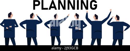 La gente di affari di pianificazione fa insieme il banner grande del testo Illustrazione Vettoriale