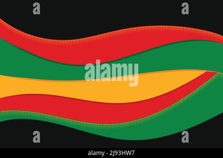 Giunettesimo colore curva ondeggiante Abstract Independence Day sfondo Nero Storia mese. Libertà, Emancipazione giorno. Festa americana annuale 1 giugno Illustrazione Vettoriale
