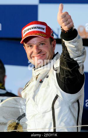 Melbourne, Australia. 29th Mar 2009. ARCHIVIO FOTO: Rubens BARRICHELLO compie 50 anni il 23 maggio 2022, Rubens BARRICHELLO (BRA), Brawn GP, premiazione, Giubilo, gioia, pollice su, podio, Melbourne, Formula 1, gara, partenza, GP d'Australia 03/29/2009. Motorsports. Uh Credit: dpa/Alamy Live News Foto Stock